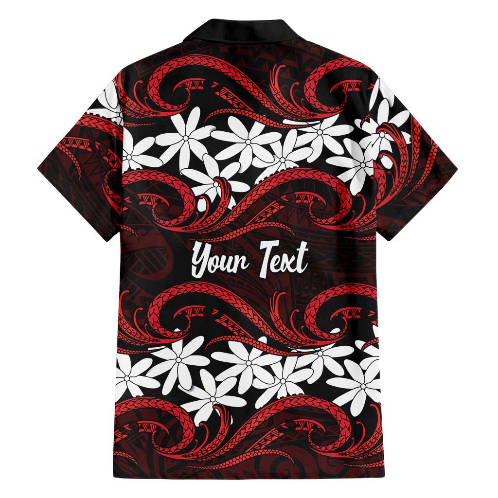 Personalised Cook Islands Atiu Enuamanu Family Matching Short Sleeve Bodycon Dress and Hawaiian Shirt Tiare Maori Polynesian Waves Tattoo