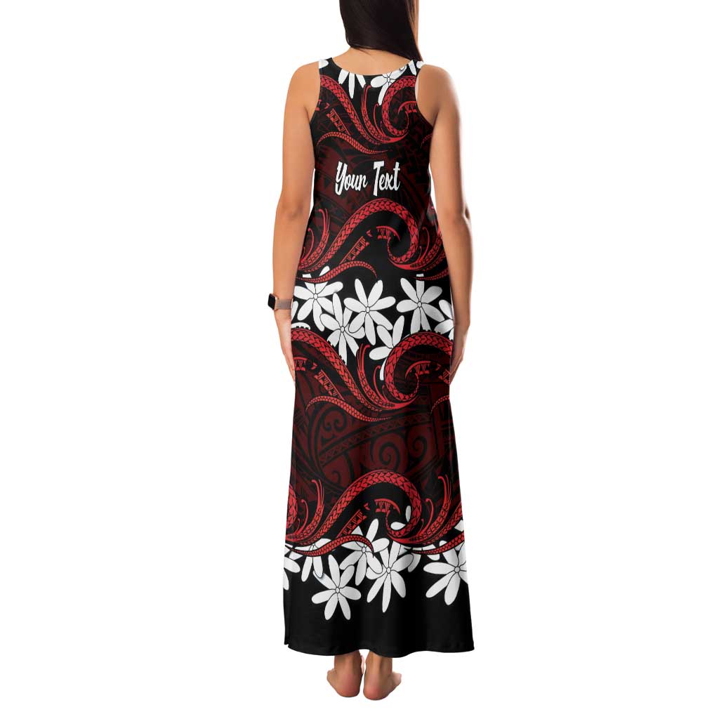 Personalised Cook Islands Atiu Enuamanu Family Matching Tank Maxi Dress and Hawaiian Shirt Tiare Maori Polynesian Waves Tattoo