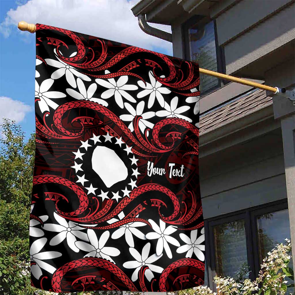 Personalised Cook Islands Atiu Enuamanu Garden Flag Tiare Maori Polynesian Waves Tattoo LT14 - Polynesian Pride