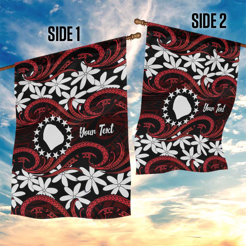 Personalised Cook Islands Atiu Enuamanu Garden Flag Tiare Maori Polynesian Waves Tattoo LT14 - Polynesian Pride