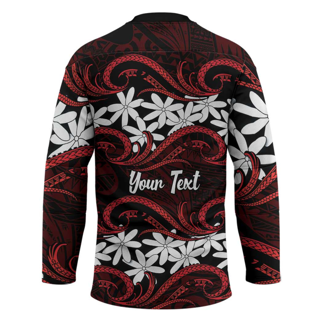 Personalised Cook Islands Atiu Enuamanu Hockey Jersey Tiare Maori Polynesian Waves Tattoo