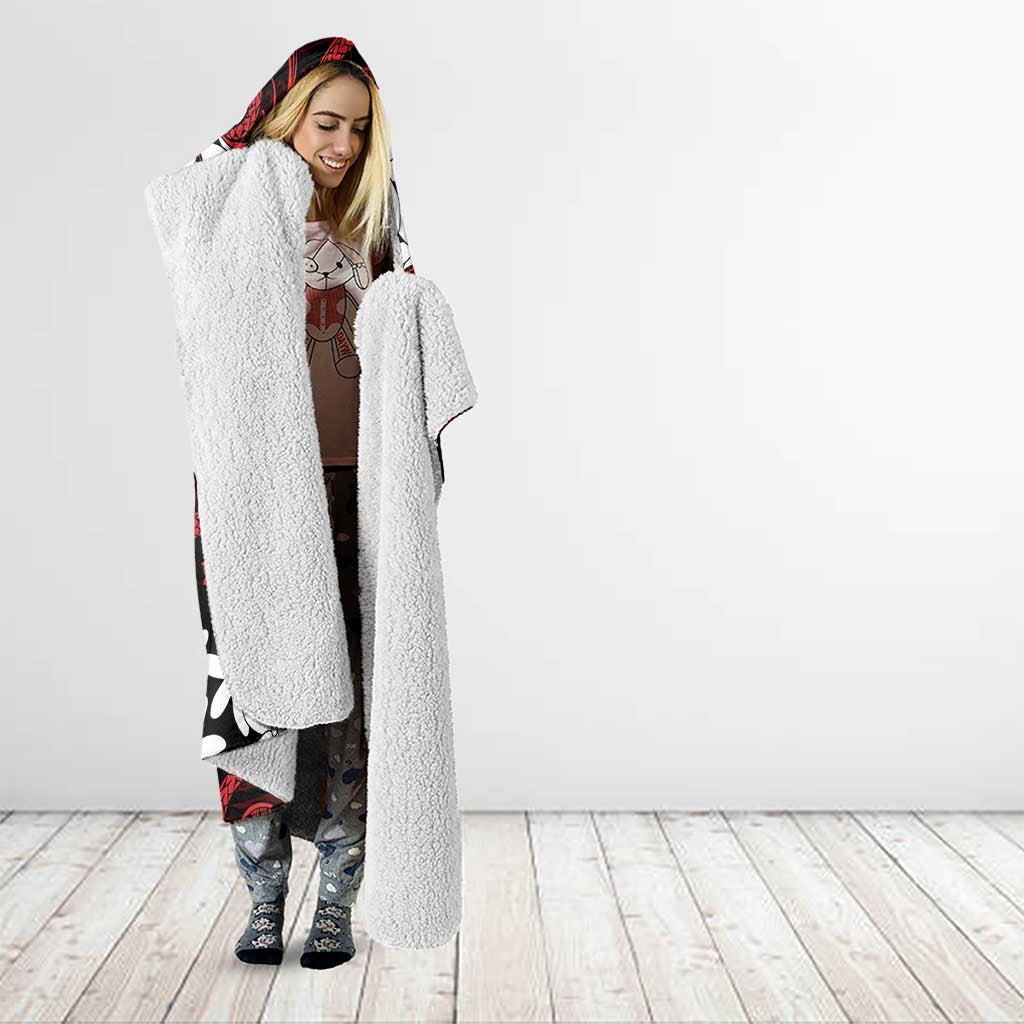 Personalised Cook Islands Atiu Enuamanu Hooded Blanket Tiare Maori Polynesian Waves Tattoo LT14 - Polynesian Pride