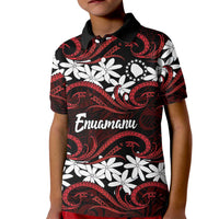 Personalised Cook Islands Atiu Enuamanu Kid Polo Shirt Tiare Maori Polynesian Waves Tattoo
