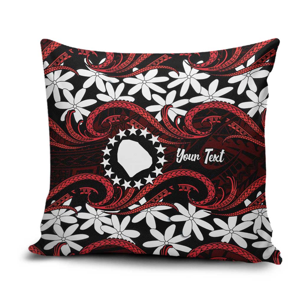 Personalised Cook Islands Atiu Enuamanu Pillow Cover Tiare Maori Polynesian Waves Tattoo LT14 Red - Polynesian Pride