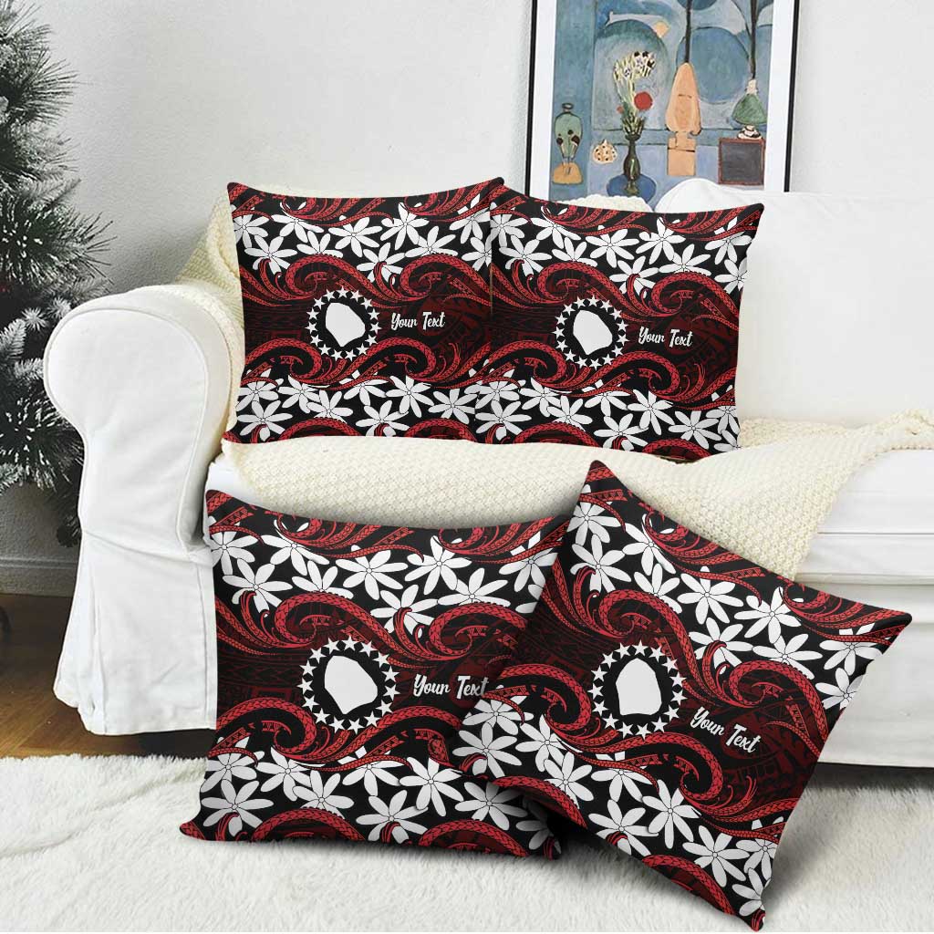 Personalised Cook Islands Atiu Enuamanu Pillow Cover Tiare Maori Polynesian Waves Tattoo LT14 - Polynesian Pride