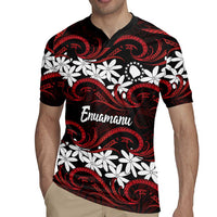Personalised Cook Islands Atiu Enuamanu Rugby Jersey Tiare Maori Polynesian Waves Tattoo