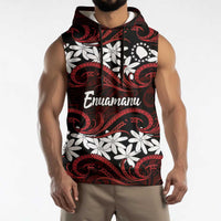 Personalised Cook Islands Atiu Enuamanu Sleeveless Hoodie Tiare Maori Polynesian Waves Tattoo
