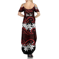 Personalised Cook Islands Atiu Enuamanu Summer Maxi Dress Tiare Maori Polynesian Waves Tattoo