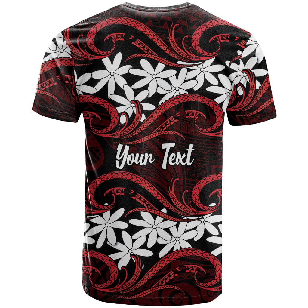 Personalised Cook Islands Atiu Enuamanu T Shirt Tiare Maori Polynesian Waves Tattoo LT14 - Polynesian Pride