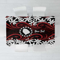 Personalised Cook Islands Atiu Enuamanu Tablecloth Tiare Maori Polynesian Waves Tattoo