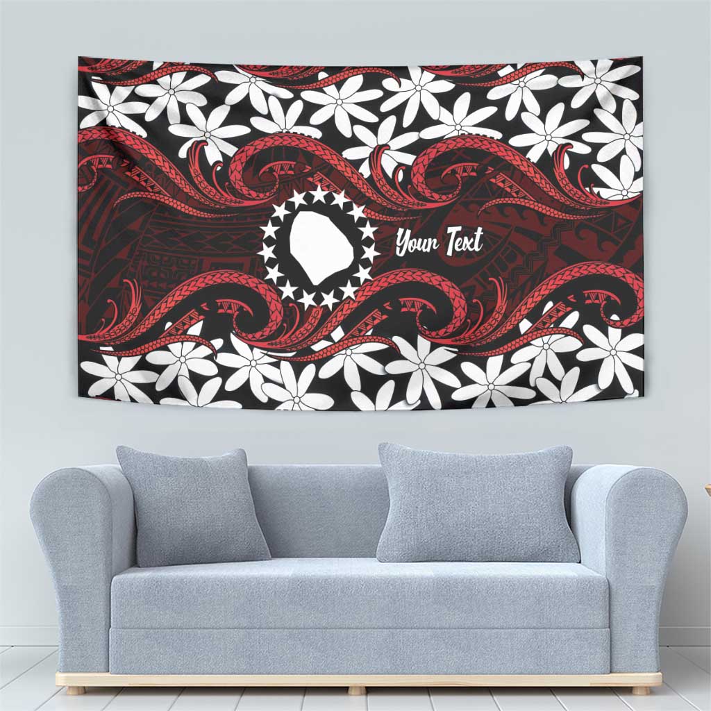 Personalised Cook Islands Atiu Enuamanu Tapestry Tiare Maori Polynesian Waves Tattoo