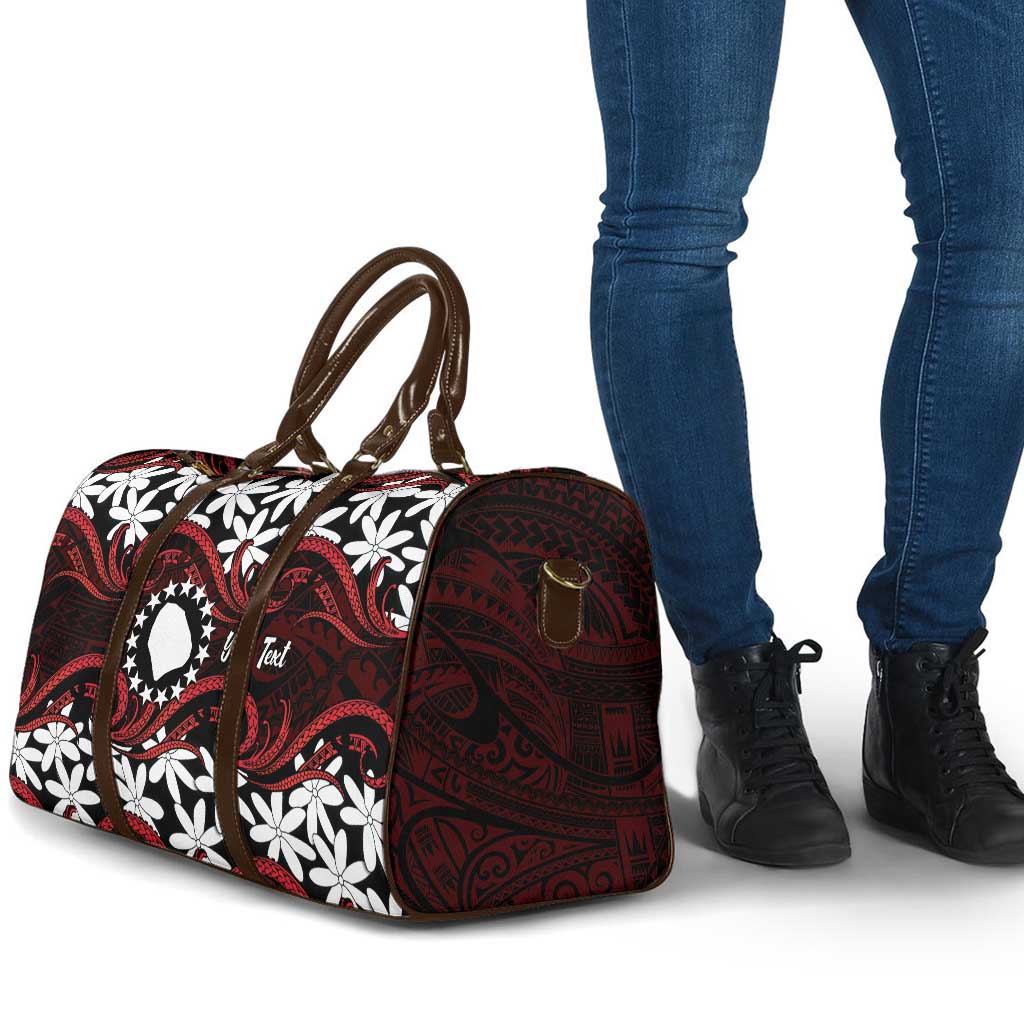 Personalised Cook Islands Atiu Enuamanu Travel Bag Tiare Maori Polynesian Waves Tattoo
