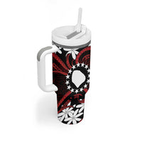 Personalised Cook Islands Atiu Enuamanu Tumbler With Handle Tiare Maori Polynesian Waves Tattoo LT14 - Polynesian Pride