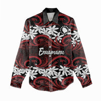 Personalised Cook Islands Atiu Enuamanu Women Casual Shirt Tiare Maori Polynesian Waves Tattoo