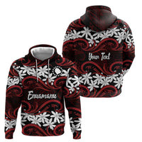Personalised Cook Islands Atiu Enuamanu Zip Hoodie Tiare Maori Polynesian Waves Tattoo