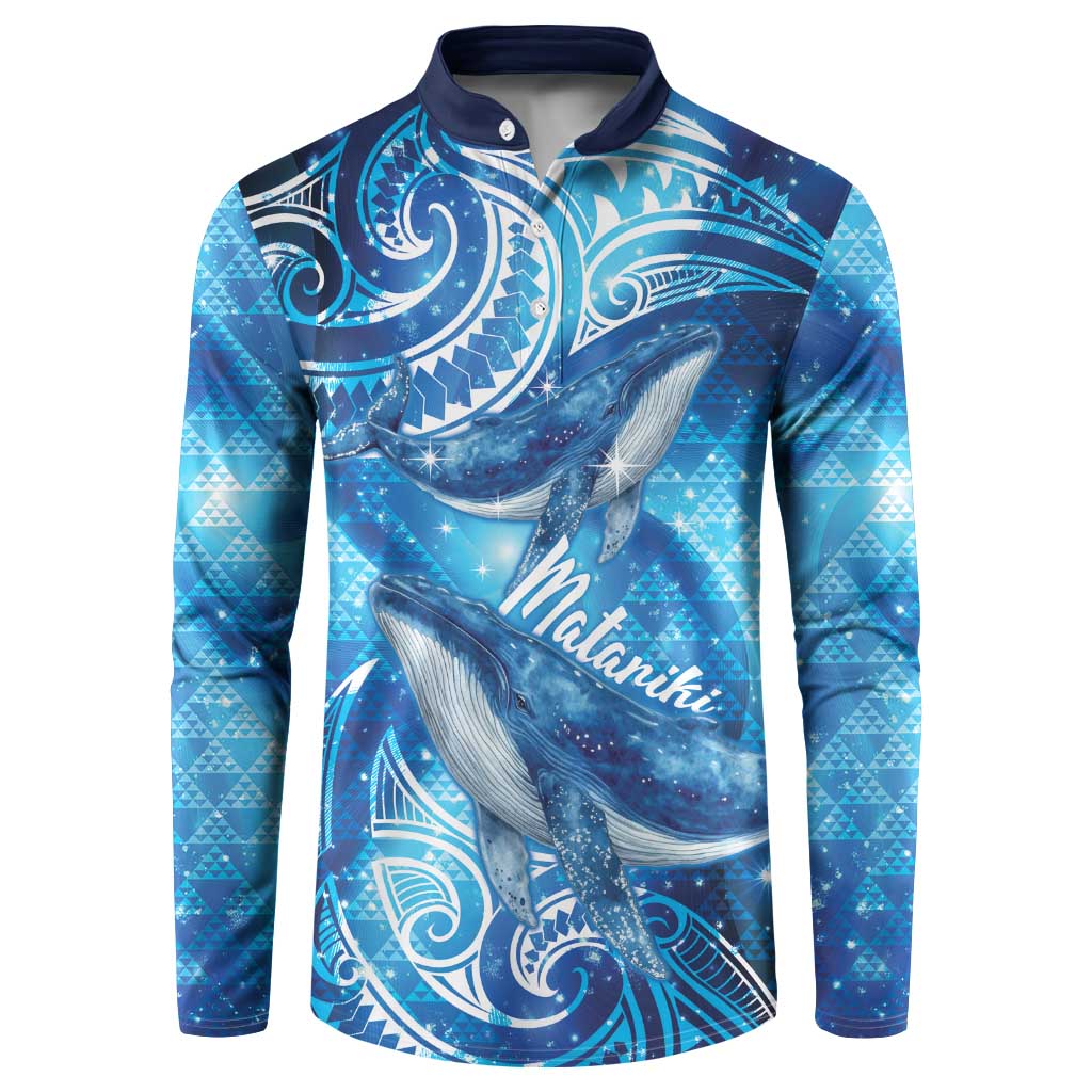 New Zealand Humpback Whale Matariki Button Sweatshirt Maori New Year Taniko Niho Taniwha