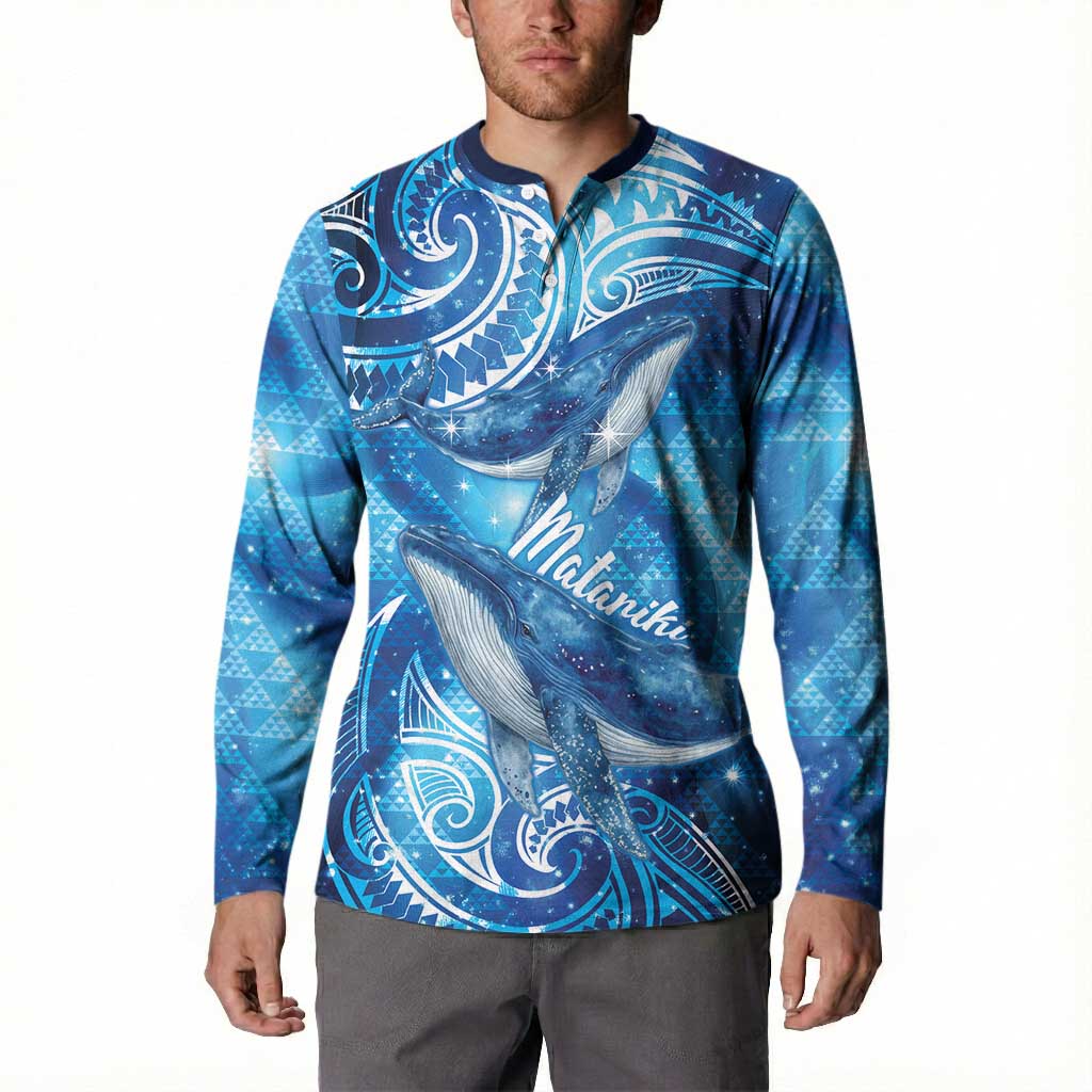 New Zealand Humpback Whale Matariki Button Sweatshirt Maori New Year Taniko Niho Taniwha