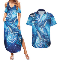 New Zealand Humpback Whale Matariki Couples Matching Summer Maxi Dress and Hawaiian Shirt Maori New Year Taniko Niho Taniwha