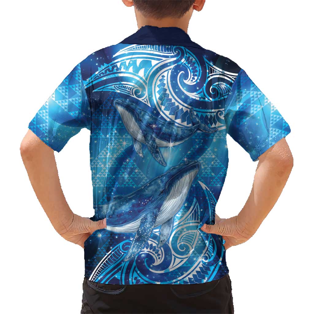 New Zealand Humpback Whale Matariki Family Matching Long Sleeve Bodycon Dress and Hawaiian Shirt Maori New Year Taniko Niho Taniwha LT14 - Polynesian Pride
