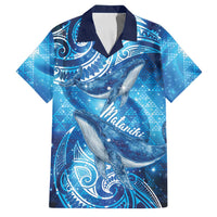 New Zealand Humpback Whale Matariki Family Matching Long Sleeve Bodycon Dress and Hawaiian Shirt Maori New Year Taniko Niho Taniwha LT14 Dad's Shirt - Short Sleeve Blue - Polynesian Pride