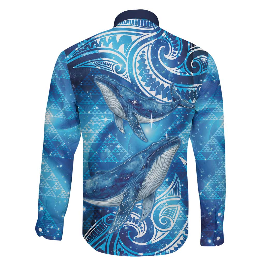 New Zealand Humpback Whale Matariki Family Matching Long Sleeve Bodycon Dress and Hawaiian Shirt Maori New Year Taniko Niho Taniwha LT14 - Polynesian Pride
