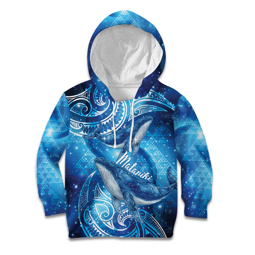 New Zealand Humpback Whale Matariki Kid Hoodie Maori New Year Taniko Niho Taniwha