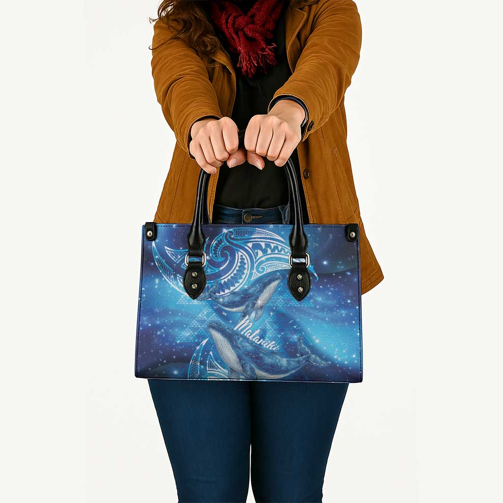 New Zealand Humpback Whale Matariki Leather Bag Maori New Year Taniko Niho Taniwha LT14 - Polynesian Pride