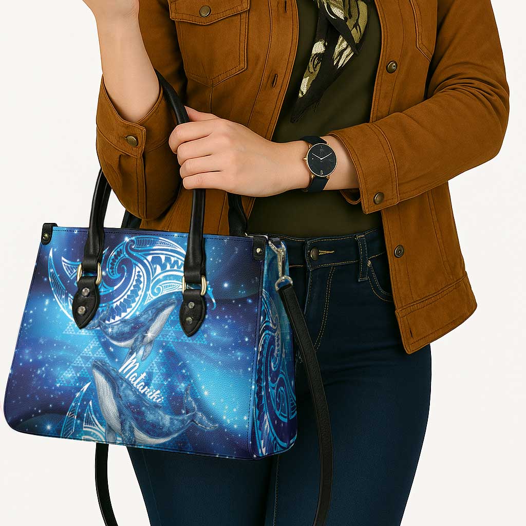 New Zealand Humpback Whale Matariki Leather Bag Maori New Year Taniko Niho Taniwha LT14 - Polynesian Pride