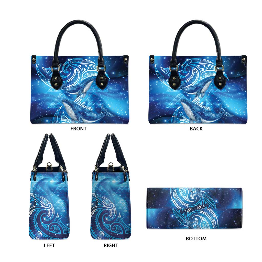 New Zealand Humpback Whale Matariki Leather Bag Maori New Year Taniko Niho Taniwha LT14 - Polynesian Pride