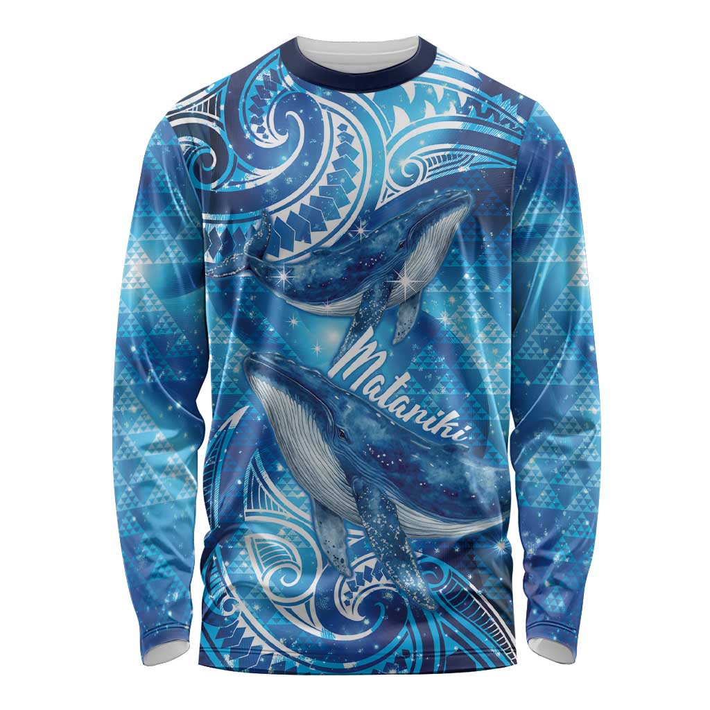 New Zealand Humpback Whale Matariki Long Sleeve Shirt Maori New Year Taniko Niho Taniwha