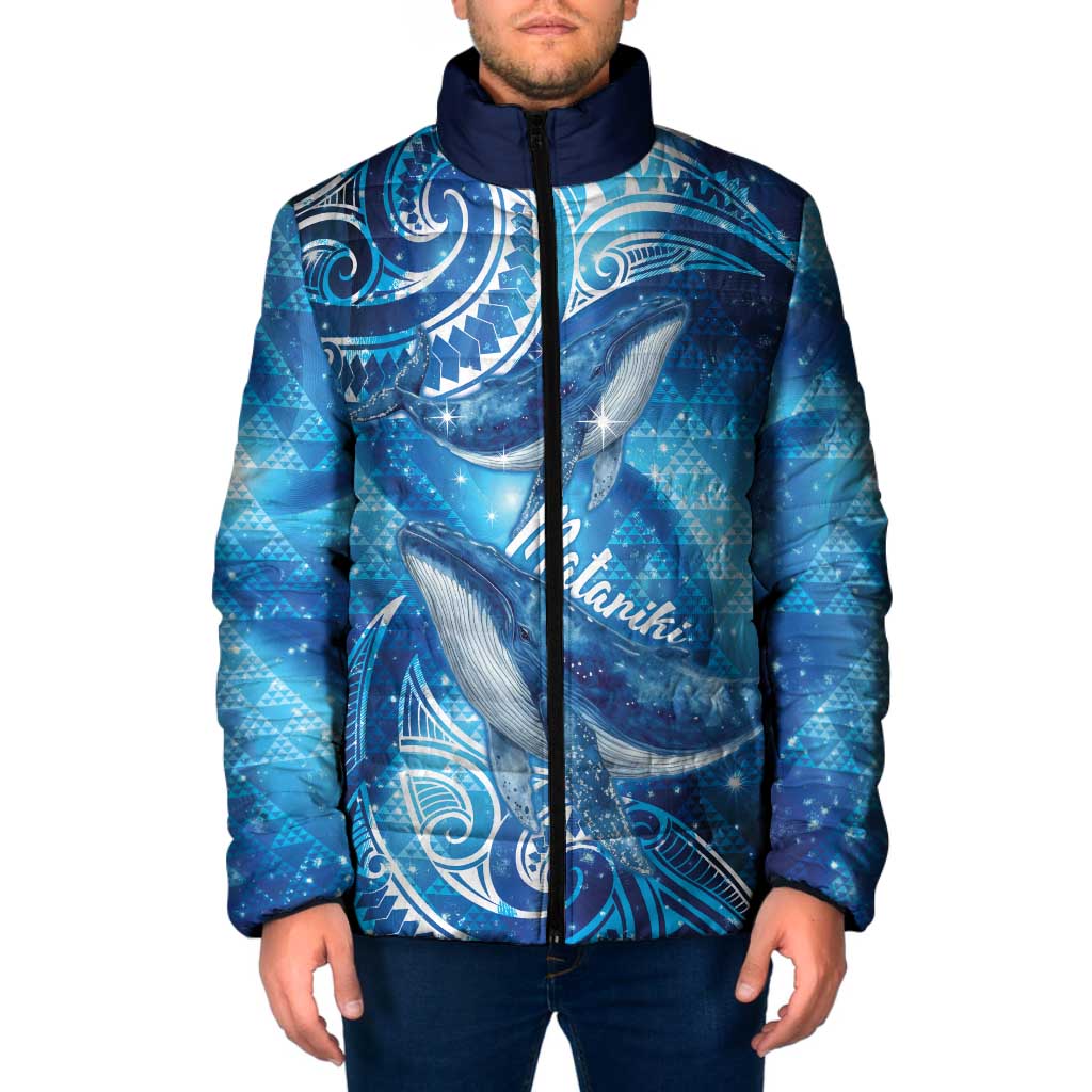 New Zealand Humpback Whale Matariki Padded Jacket Maori New Year Taniko Niho Taniwha LT14 Men Blue - Polynesian Pride
