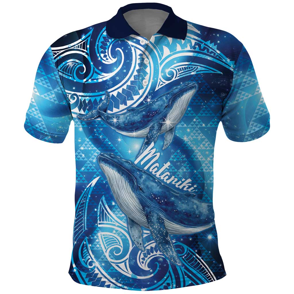 New Zealand Humpback Whale Matariki Polo Shirt Maori New Year Taniko Niho Taniwha