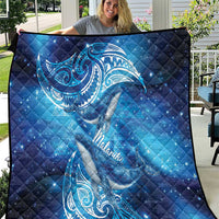 New Zealand Humpback Whale Matariki Quilt Maori New Year Taniko Niho Taniwha LT14 Blue - Polynesian Pride