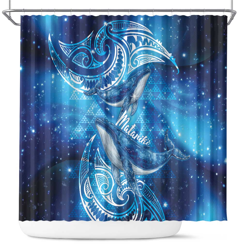 New Zealand Humpback Whale Matariki Shower Curtain Maori New Year Taniko Niho Taniwha