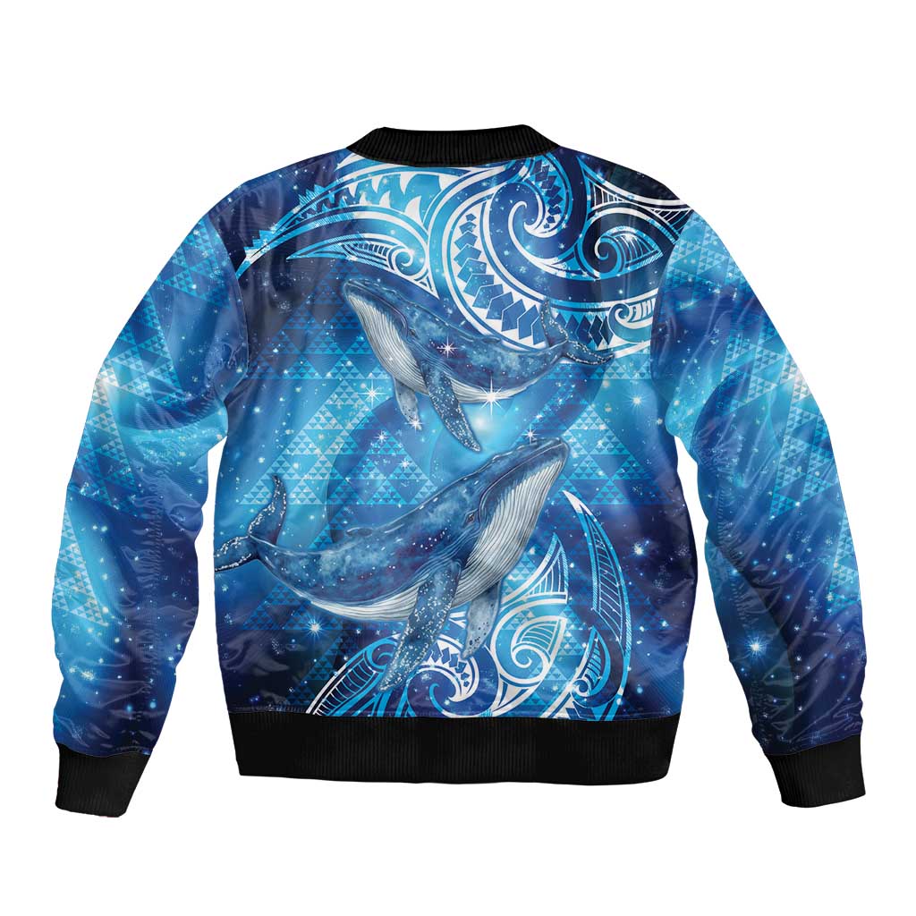 New Zealand Humpback Whale Matariki Sleeve Zip Bomber Jacket Maori New Year Taniko Niho Taniwha LT14 - Polynesian Pride