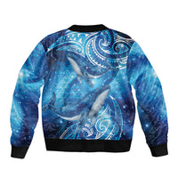 New Zealand Humpback Whale Matariki Sleeve Zip Bomber Jacket Maori New Year Taniko Niho Taniwha LT14 - Polynesian Pride