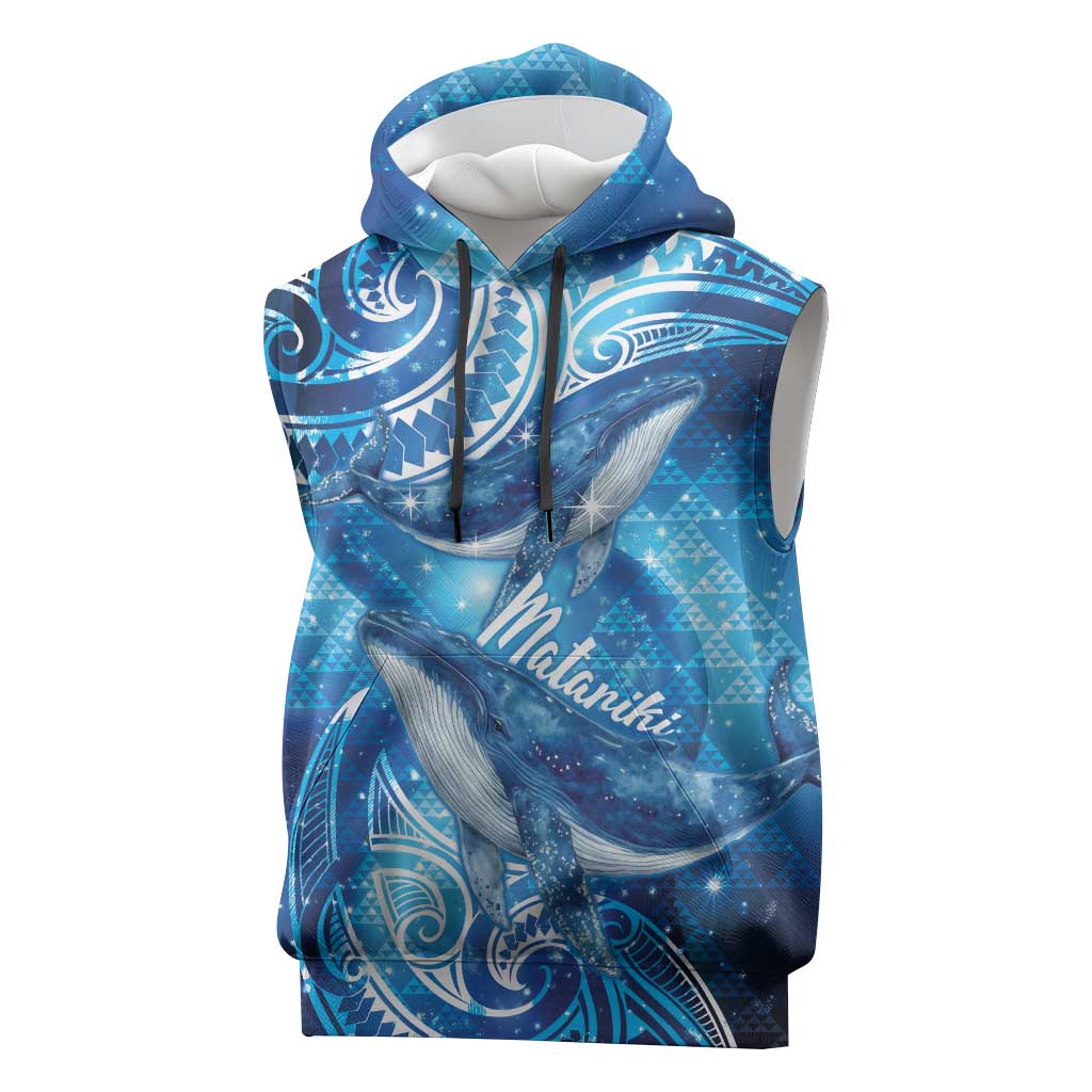 New Zealand Humpback Whale Matariki Sleeveless Hoodie Maori New Year Taniko Niho Taniwha