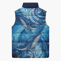 New Zealand Humpback Whale Matariki Sleeveless Puffer Jacket Maori New Year Taniko Niho Taniwha LT14 - Polynesian Pride