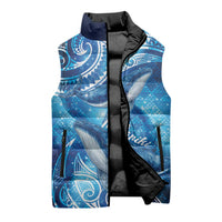 New Zealand Humpback Whale Matariki Sleeveless Puffer Jacket Maori New Year Taniko Niho Taniwha LT14 - Polynesian Pride