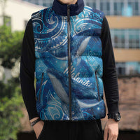 New Zealand Humpback Whale Matariki Sleeveless Puffer Jacket Maori New Year Taniko Niho Taniwha LT14 - Polynesian Pride