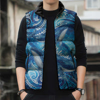 New Zealand Humpback Whale Matariki Sleeveless Puffer Jacket Maori New Year Taniko Niho Taniwha LT14 - Polynesian Pride