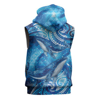 New Zealand Humpback Whale Matariki Sleeveless Zip Hoodie Maori New Year Taniko Niho Taniwha