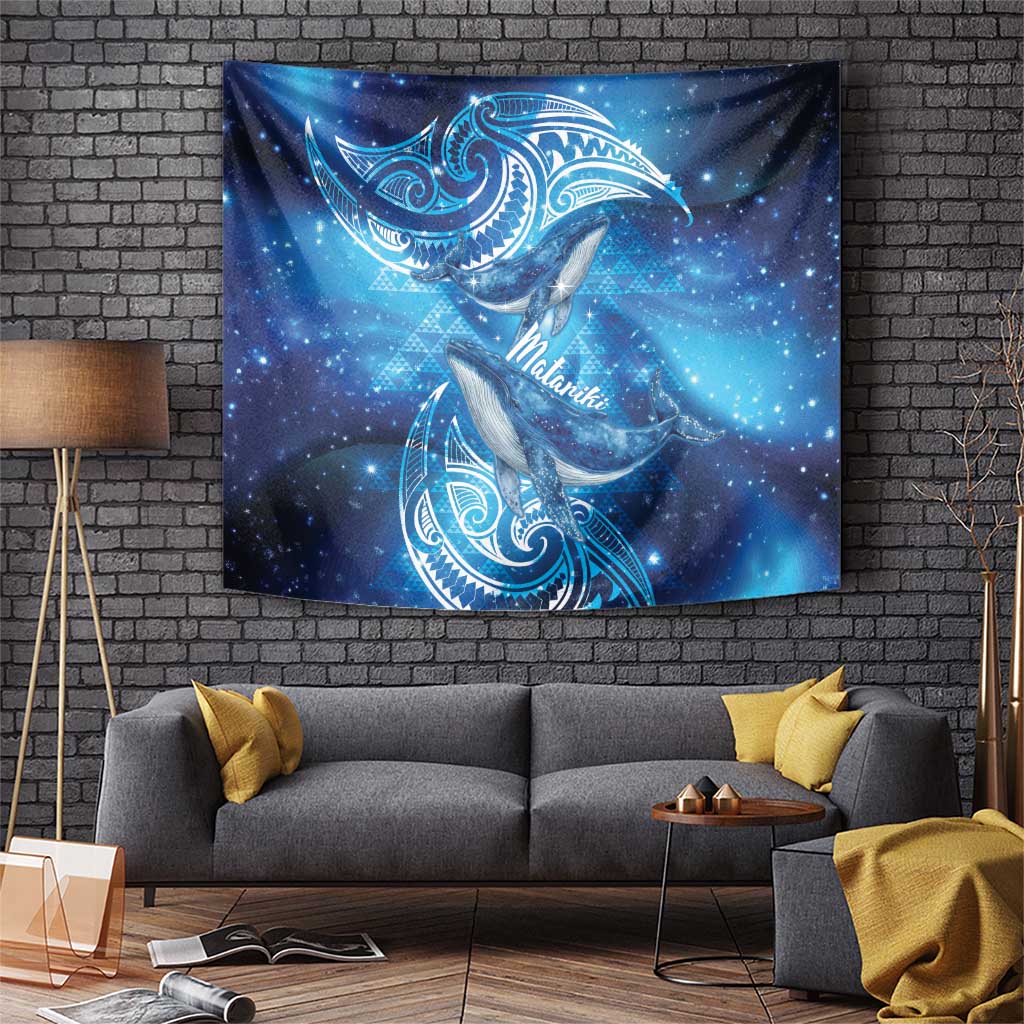 New Zealand Humpback Whale Matariki Tapestry Maori New Year Taniko Niho Taniwha LT14 Blue - Polynesian Pride