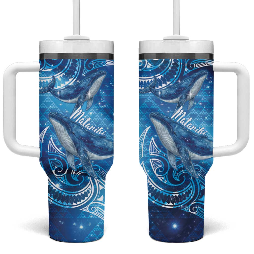 New Zealand Humpback Whale Matariki Tumbler With Handle Maori New Year Taniko Niho Taniwha