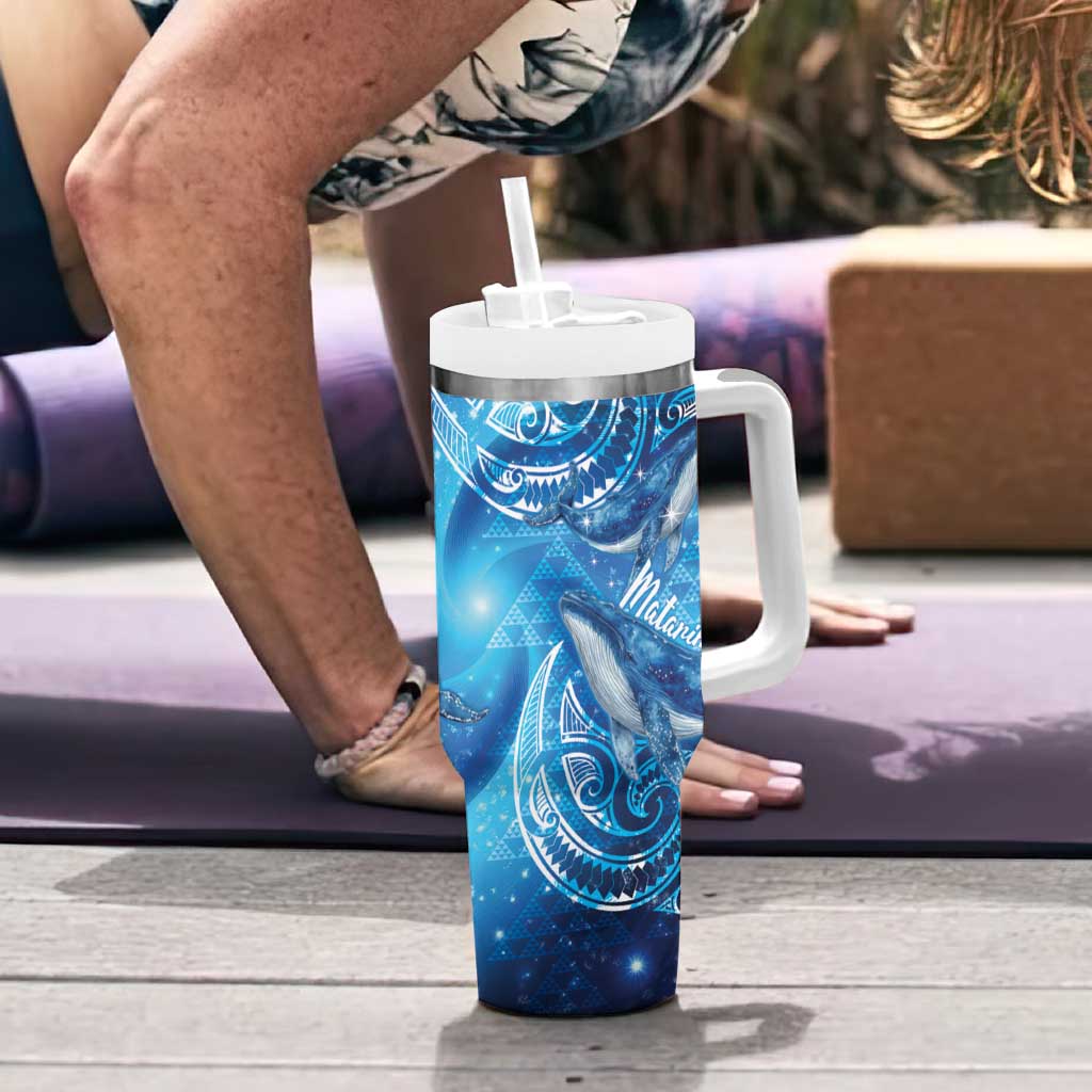 New Zealand Humpback Whale Matariki Tumbler With Handle Maori New Year Taniko Niho Taniwha