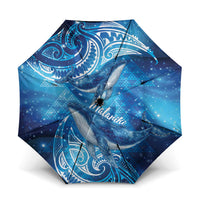 New Zealand Humpback Whale Matariki Umbrella Maori New Year Taniko Niho Taniwha LT14 One Size Folded 11.42 inch Opened Diameter 37.4 inch Blue - Polynesian Pride