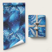 New Zealand Humpback Whale Matariki Wrapping Paper Maori New Year Taniko Niho Taniwha LT14 58" × 23" Blue - Polynesian Pride