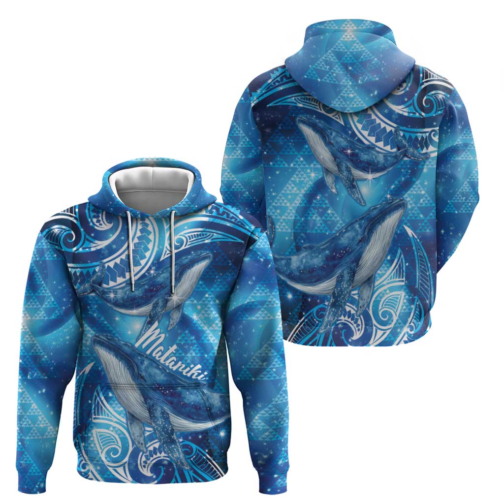 New Zealand Humpback Whale Matariki Zip Hoodie Maori New Year Taniko Niho Taniwha