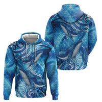 New Zealand Humpback Whale Matariki Zip Hoodie Maori New Year Taniko Niho Taniwha