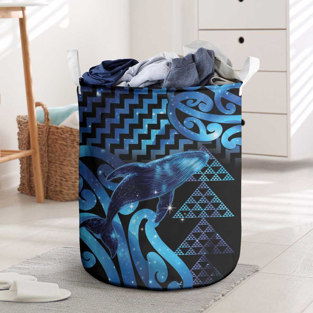 Humpback Whale Matariki New Zealand Laundry Basket NZ Maori Paikea Poutama Luxury Blue LT14 Blue - Polynesian Pride